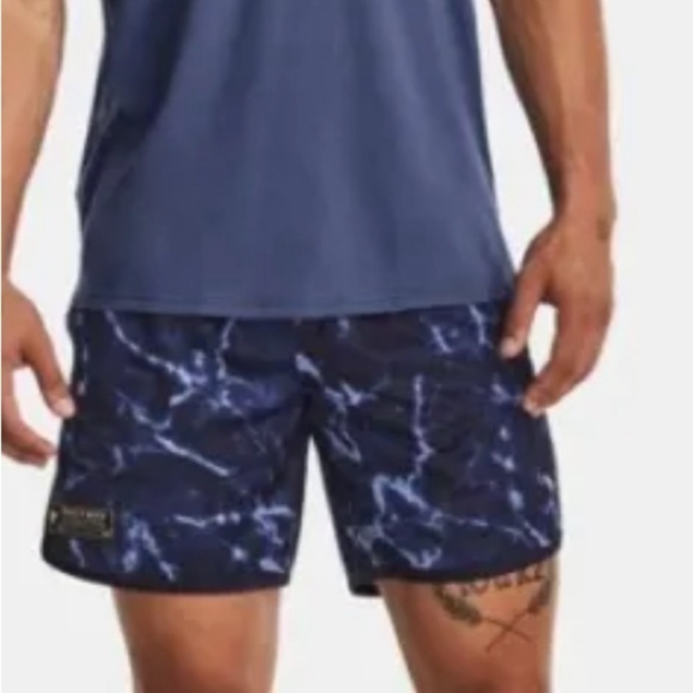 Under Armour Men's Project Rock Mesh Printed Training Shorts 7”Loose Size Large - Picture 6 of 8